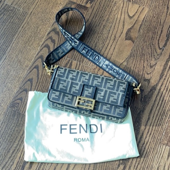 Monogram Black and Brown Crossbody Bag with Gold Accents - Picture 13 of 13